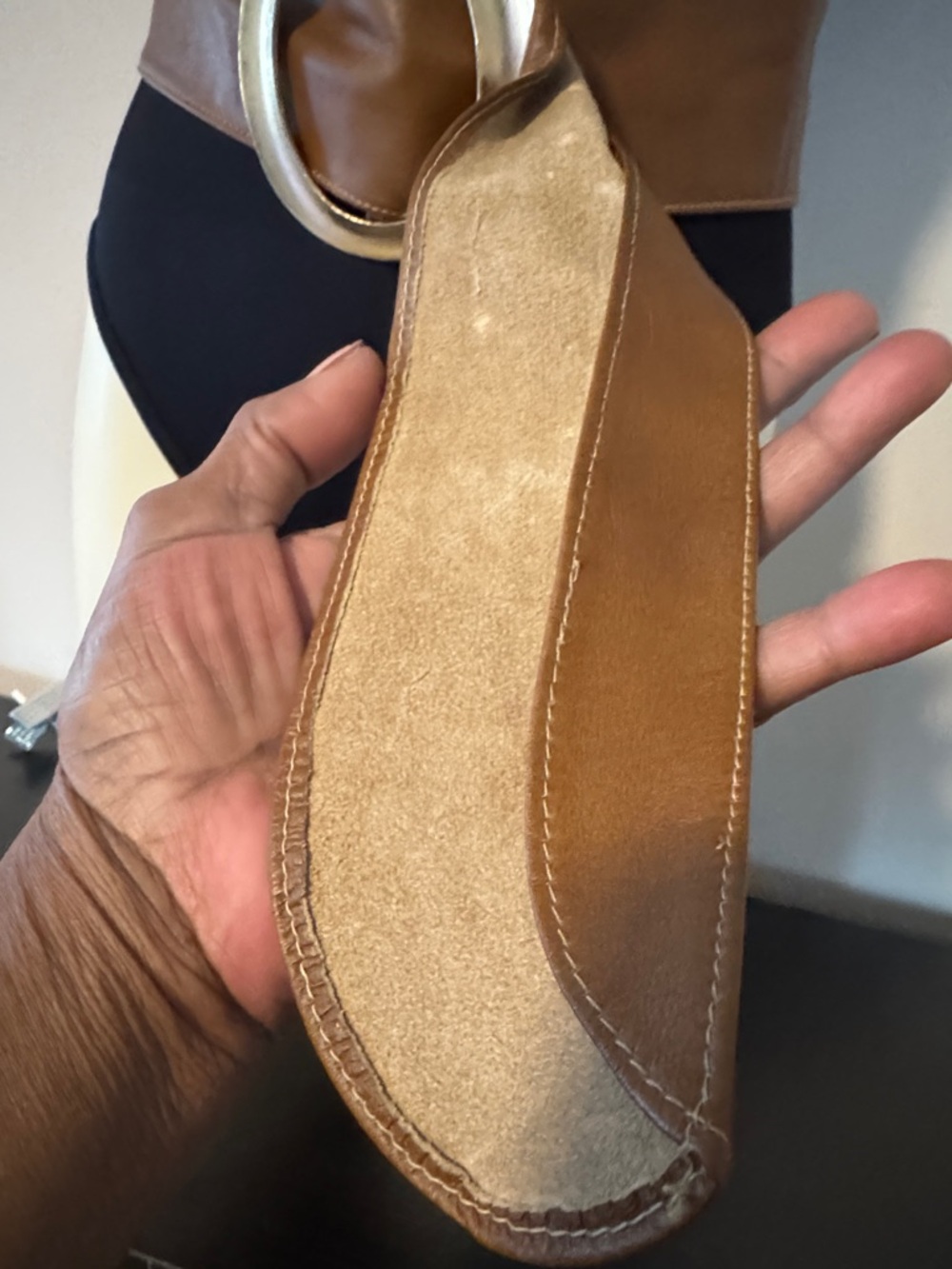 Vintage Leather Belt with Large Statement Buckle - Picture 10 of 11